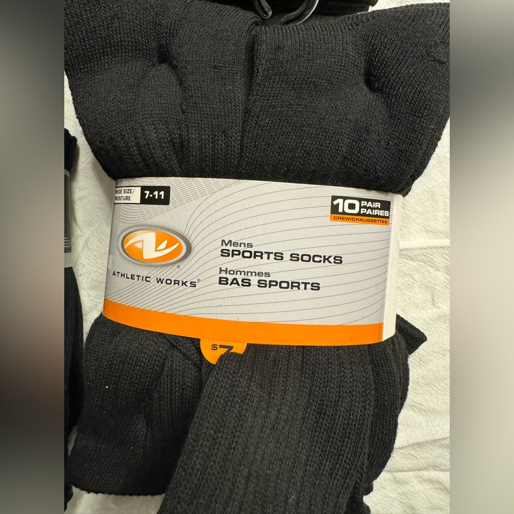 Athletic Works Men's Black Sports Socks